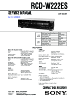 Sony RCD-W222-ES - Service Manual